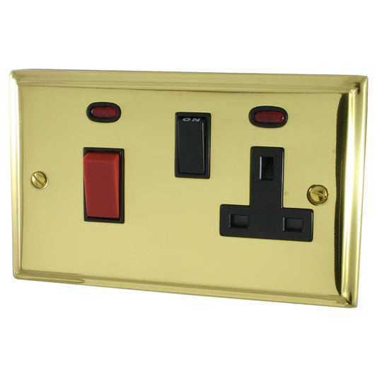 Deco Polished Brass 45 Amp Switch & Socket