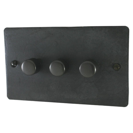 Flat Rustic Pewter 3 Gang LED Dimmer