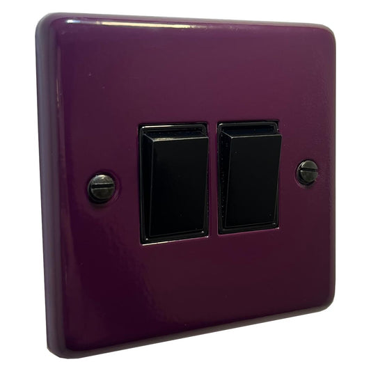 Contour Purple 2 Gang Switch (Black Switch)