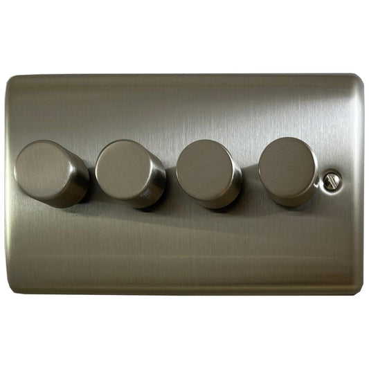 Basics Brushed Steel 4 Gang LED Dimmer