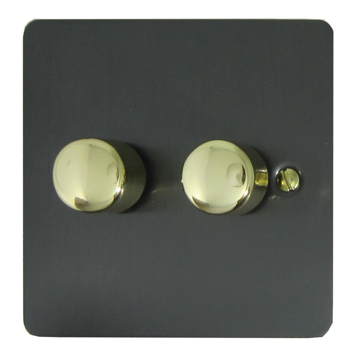 Flat Black Bronze 2 Gang LED Dimmer