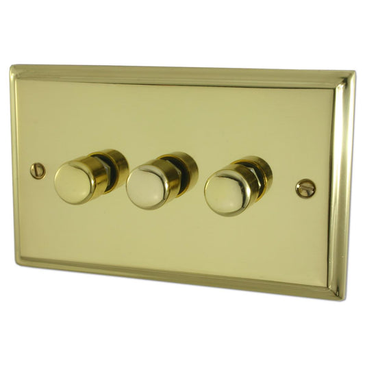 Deco Polished Brass 3 Gang 400W Dimmer