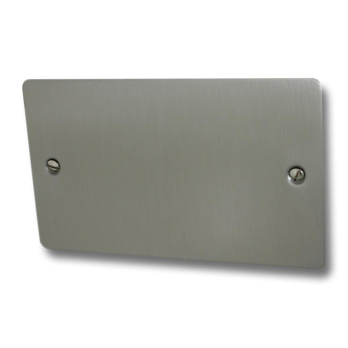 Flat Brushed Steel 2 Gang Blank