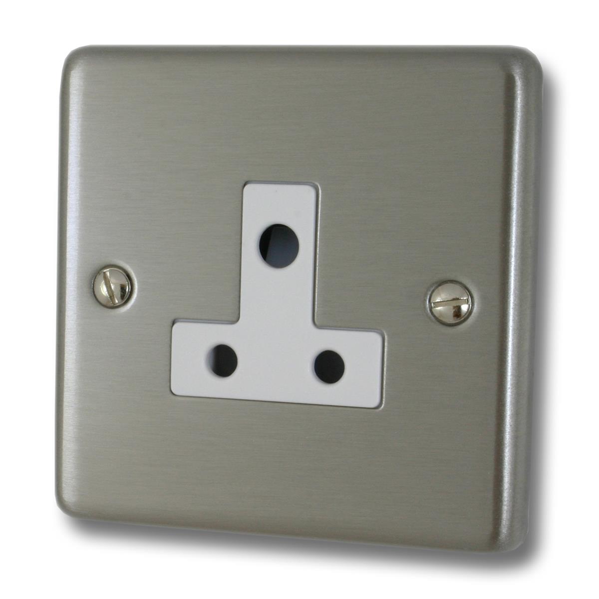 Contour Brushed Steel 5 Amp Socket