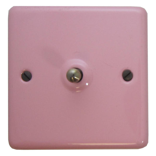 Contour Gloss Pink 1 Gang Toggle Switch (Antique Brass Switch)
