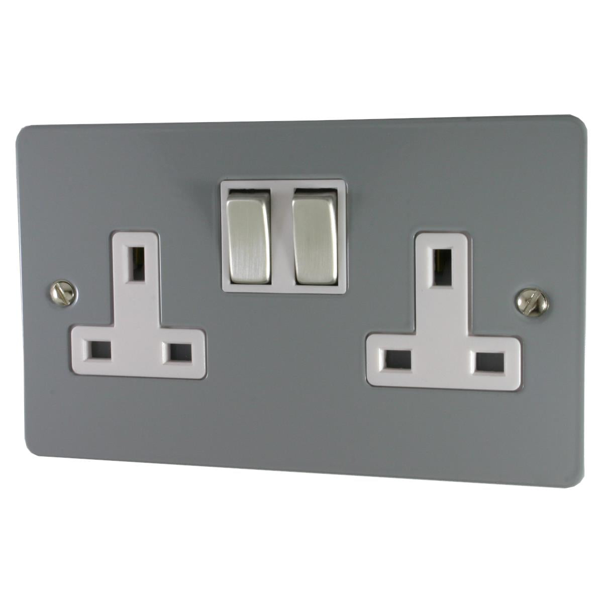 Flat  Light Grey  2 Gang Socket