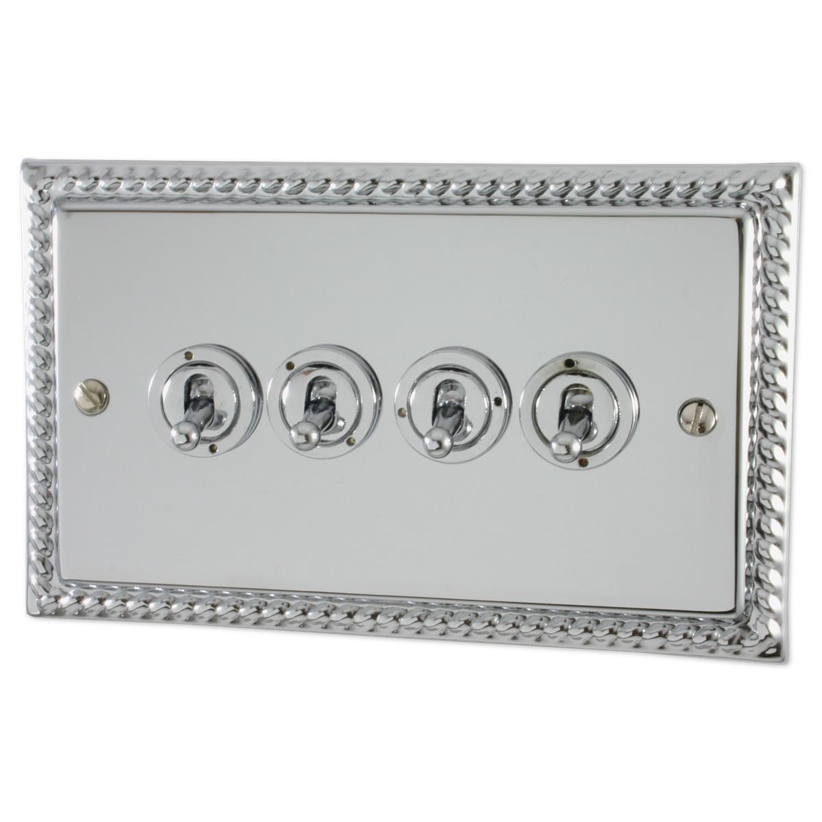 Monarch Polished Chrome 4 Gang Grid Toggle Plate