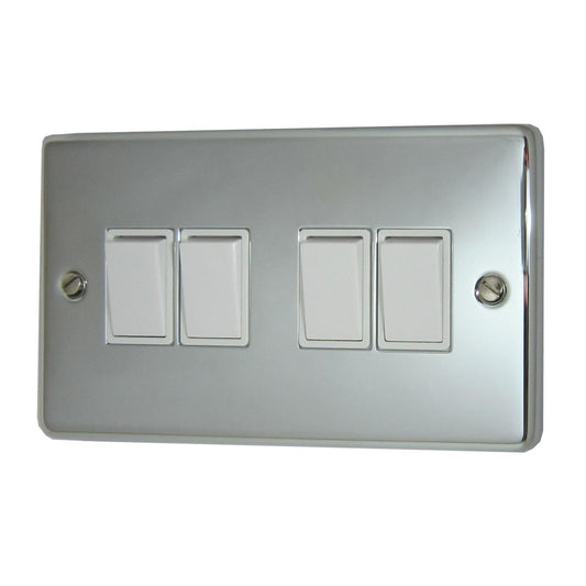 Contour Polished Chrome 4 Gang 2 Way Switch