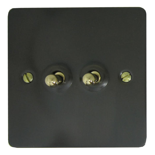 Flat Black Bronze 2 Gang 2 Way Toggle