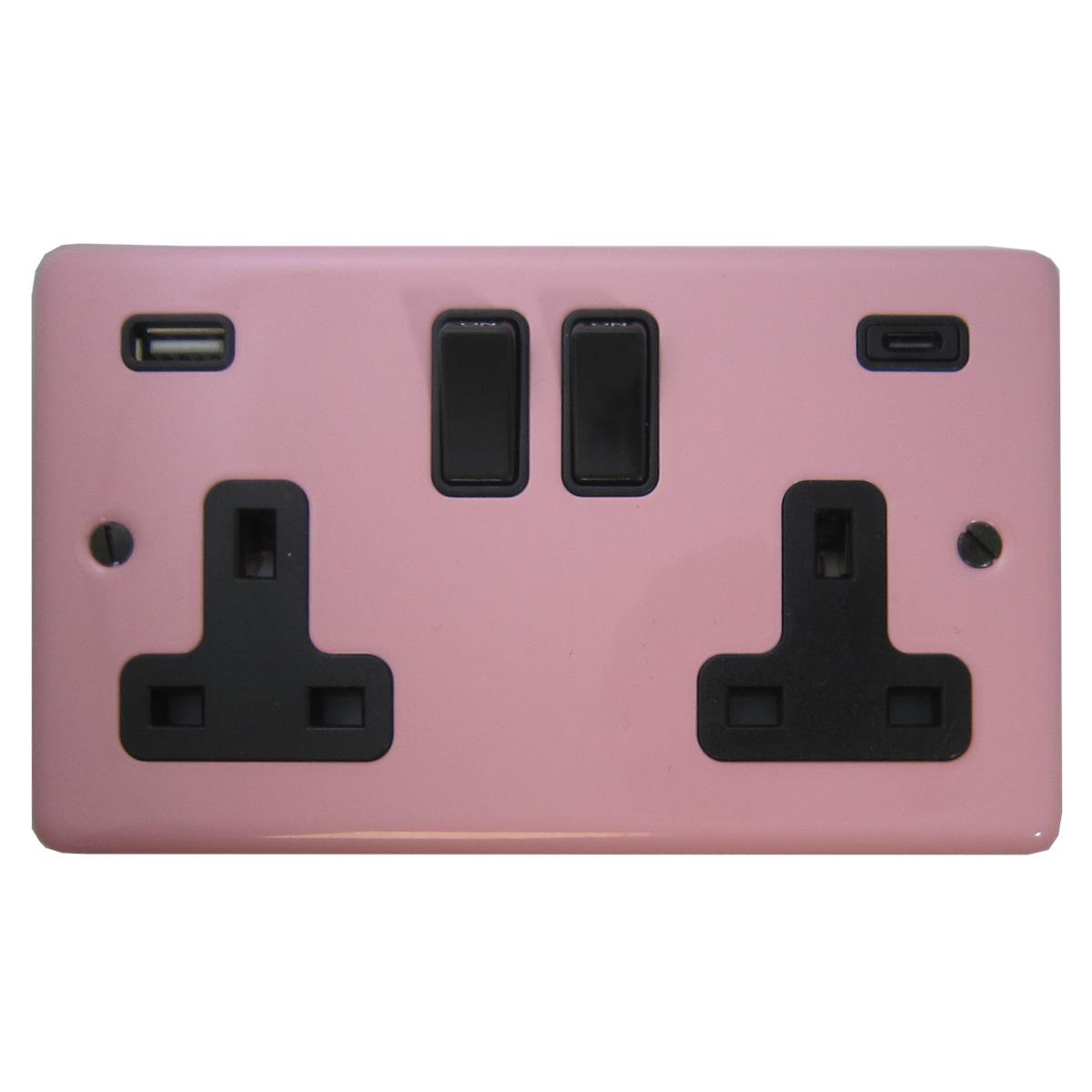 Contour  Pink  2 Gang Socket with USBC