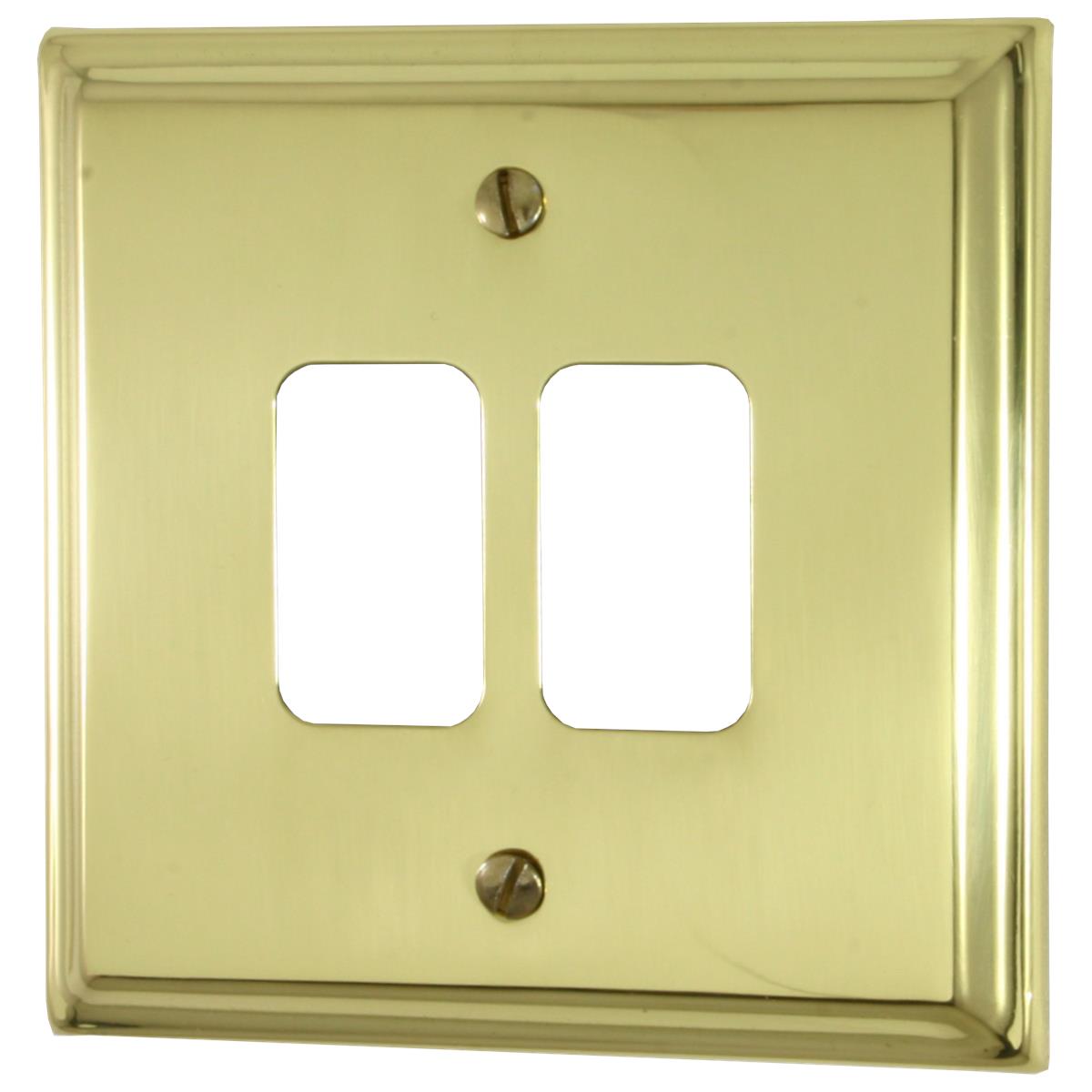 Deco Polished Brass 2 Gang Grid Plate