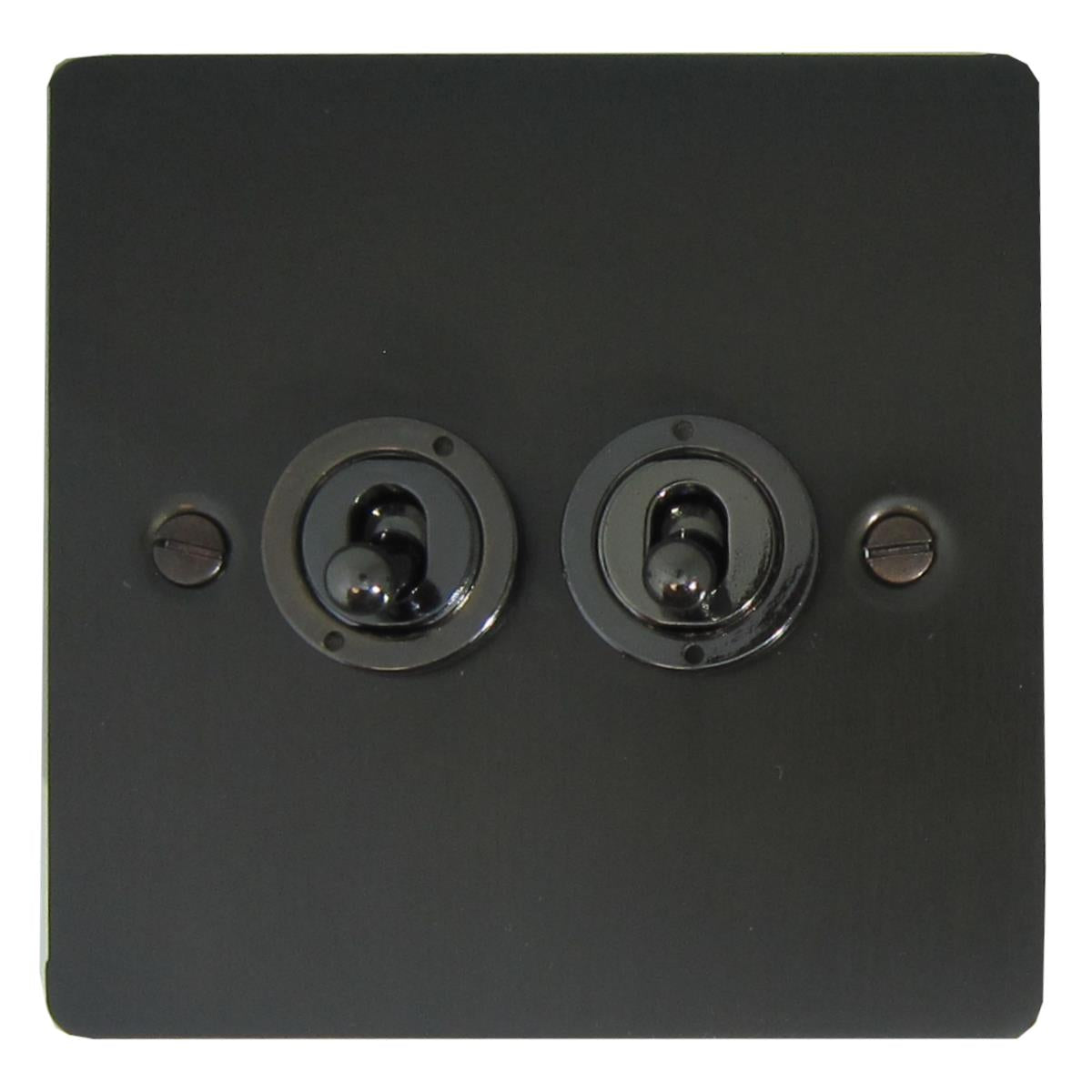 Flat Black Bronze 2 Gang Grid Toggle Plate