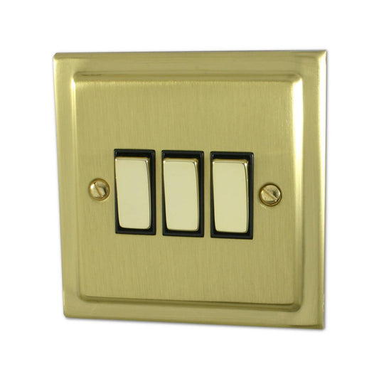 Trimline Satin Brass 3 Gang Switch