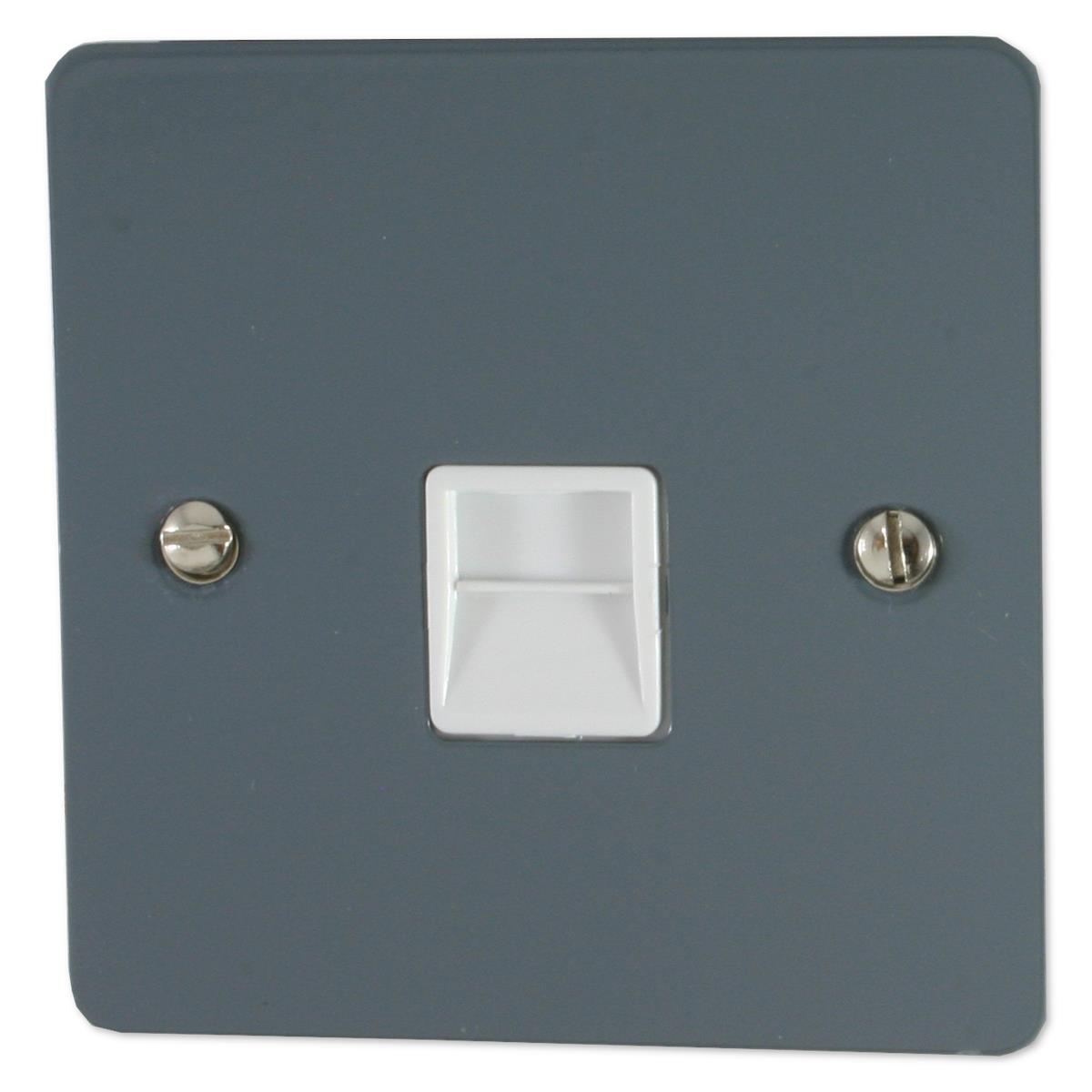 Flat Dark Grey Telephone Primary Socket (White Insert)