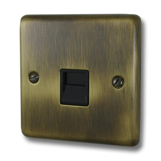 Contour Antique Brass Telephone Primary Socket (Black Insert)