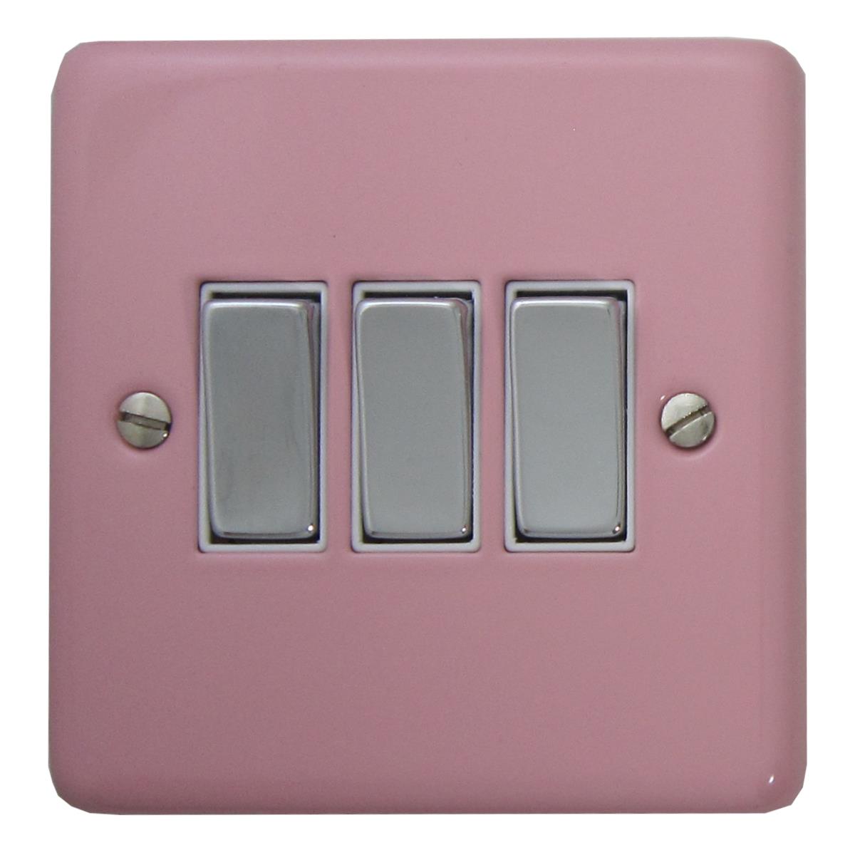 Contour Pink 3 Gang 2 Way Switch