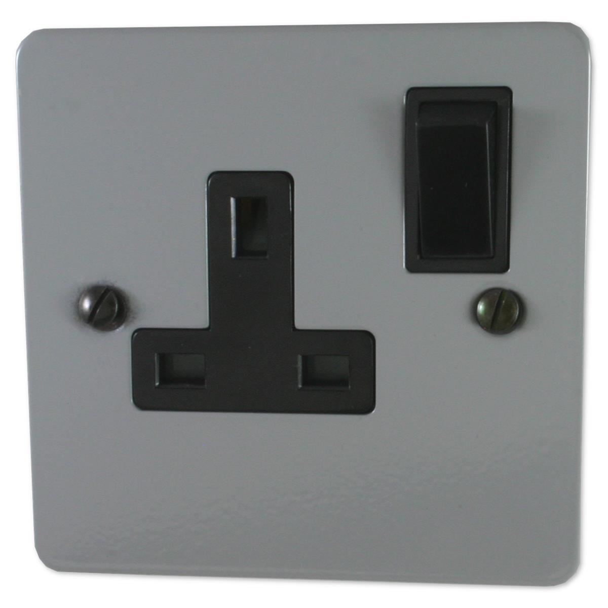 Flat Light Grey 1 Gang Switched Socket