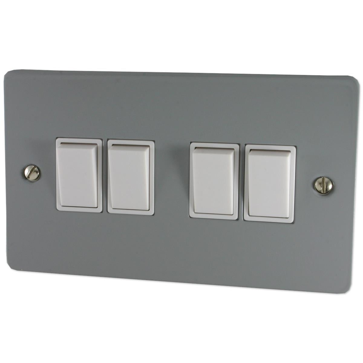 Flat Light Grey 4 Gang 2 Way Switch