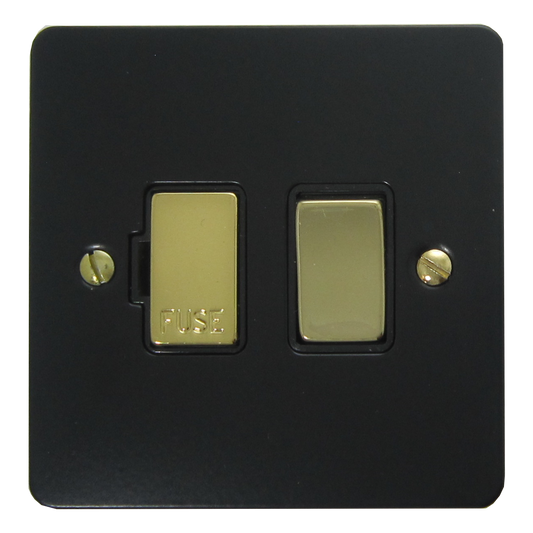 Flat Black Switched Fused Spur (Brass Switch)