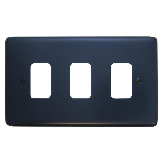 Contour Blue 3 Gang Grid Plate