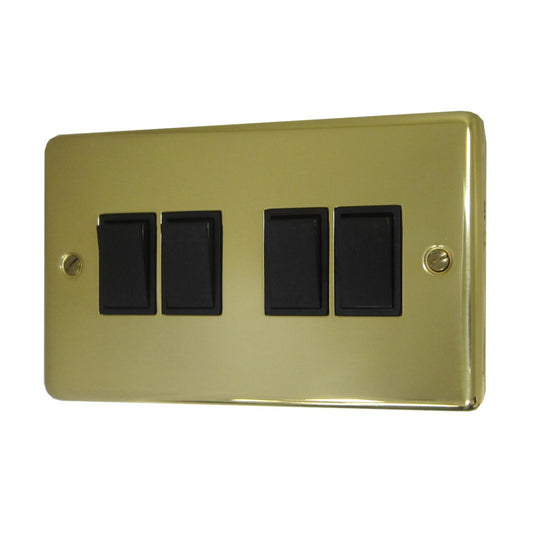 Contour Polished Brass 4 Gang 2 Way Switch