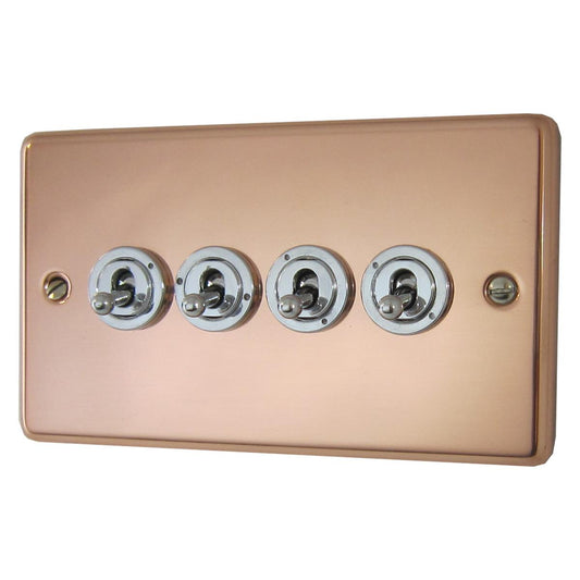 Contour Bright Copper 4 Gang Grid Toggle Plate