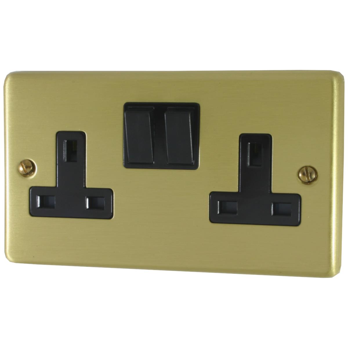 Contour  Satin Brass  2 Gang Socket