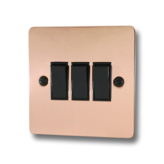Flat Bright Copper 3 Gang 2 Way Switch