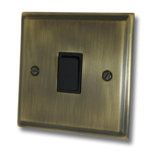 Deco Antique Brass 1 Gang Switch (Black Switch)
