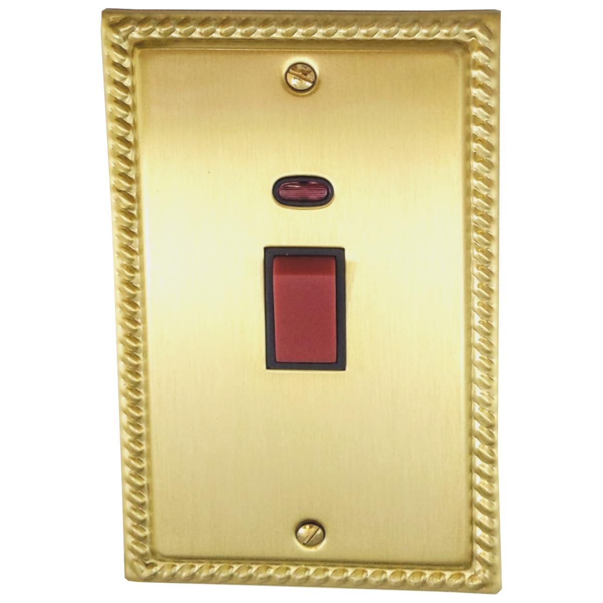 Monarch Satin Brass 45 Amp Dp Switch & Neon L/Plate