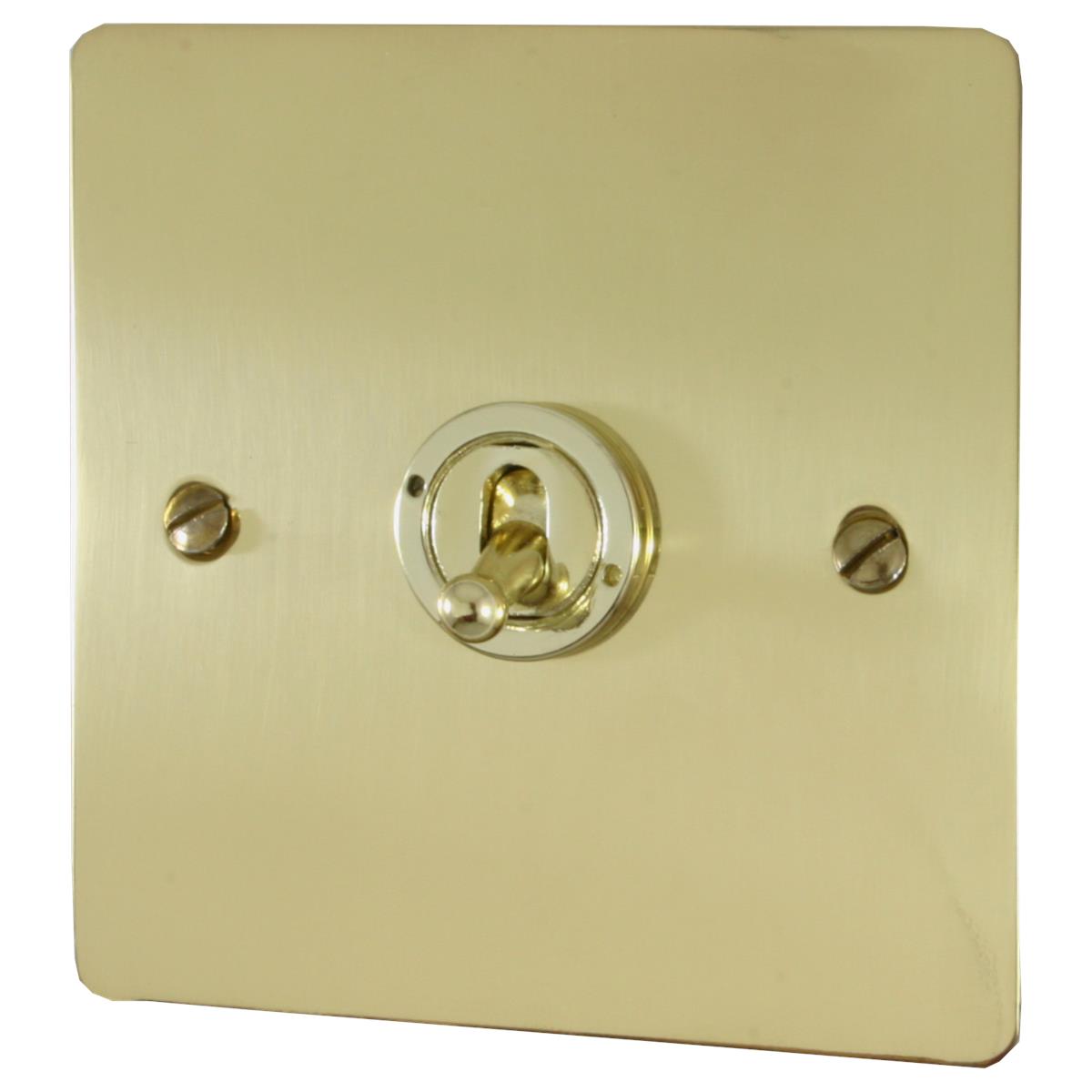 Flat Polished Brass 1 Gang Grid Toggle Plate