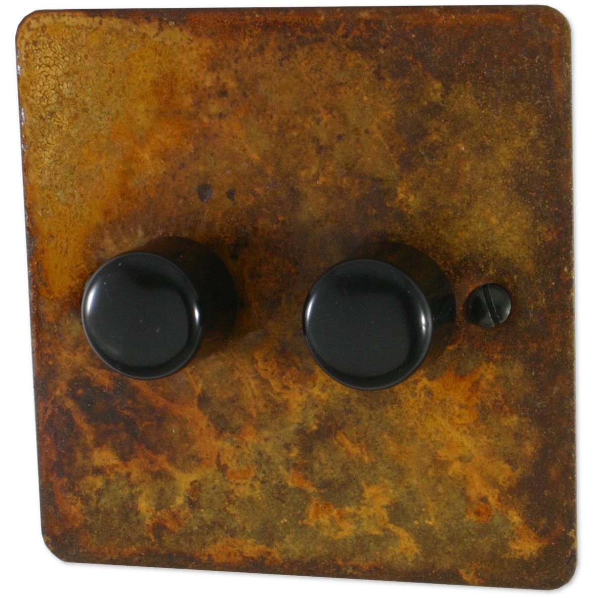 Flat Rust 2 Gang Dimmer 400W