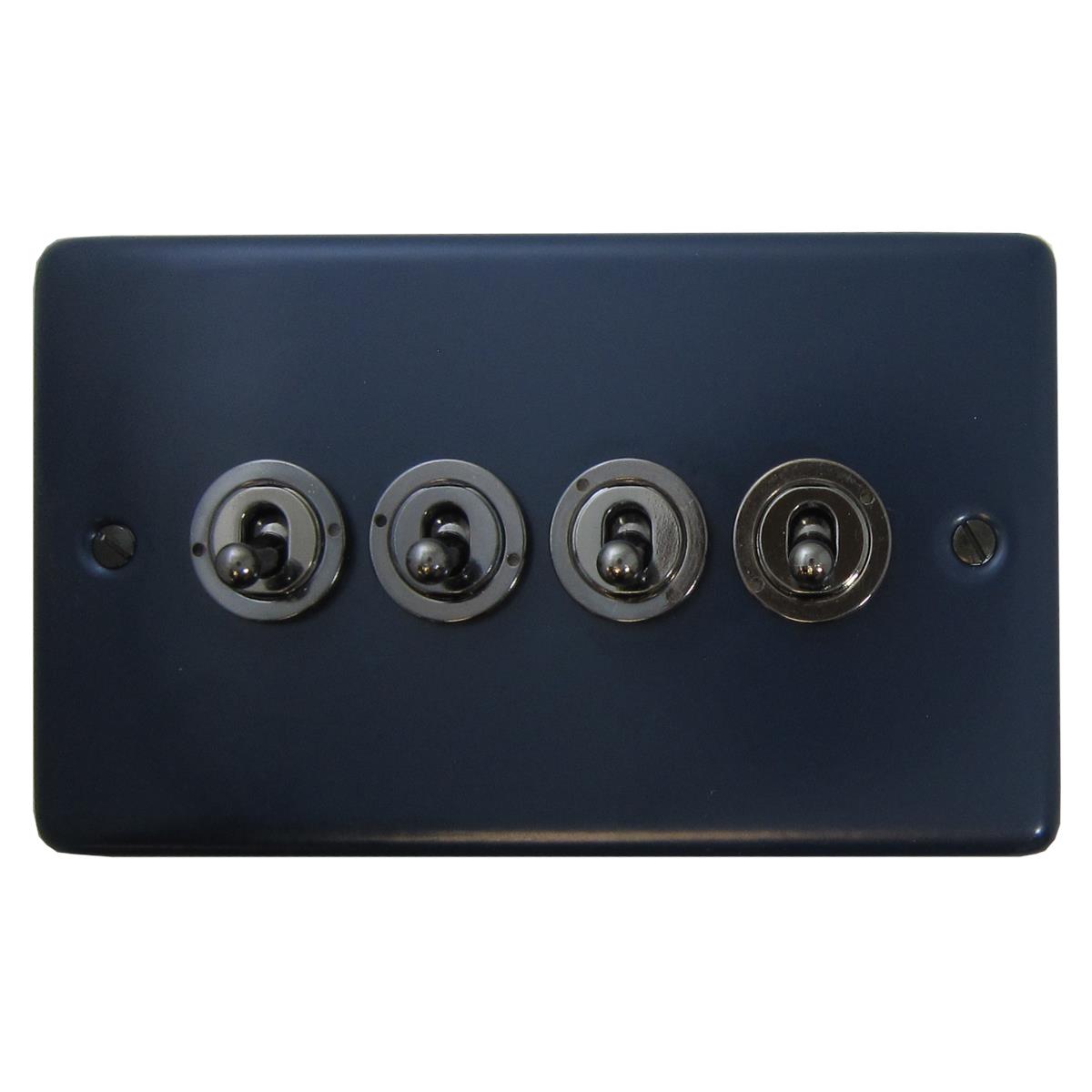 Contour Blue 4 Gang Grid Toggle Plate