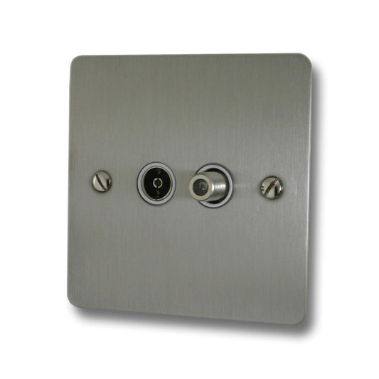 Flat Brushed Steel Coax & Satellite Point