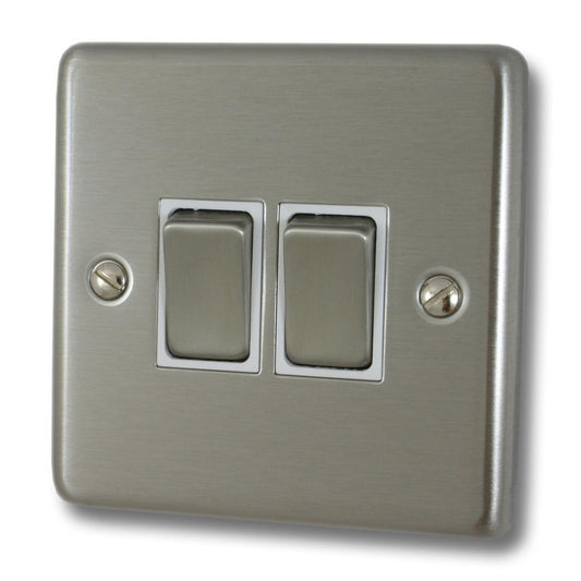 Contour Brushed Steel 2  Gang 2 Way Switch