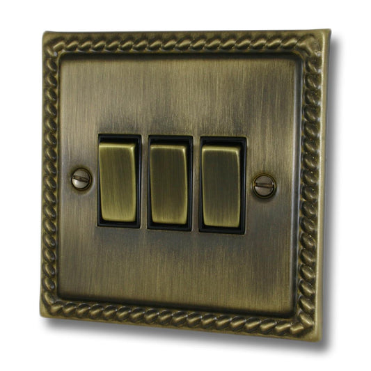 Monarch Antique Brass 3 Gang Switch (Brass Switches)