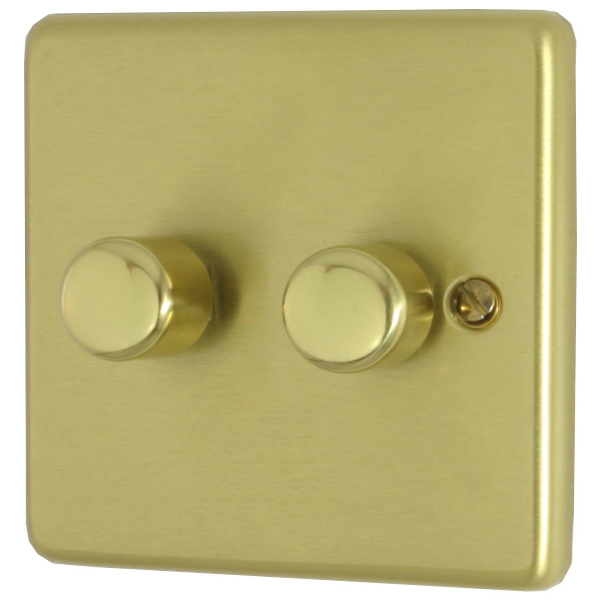 Contour Satin Brass 2 Gang 2 Way 400W