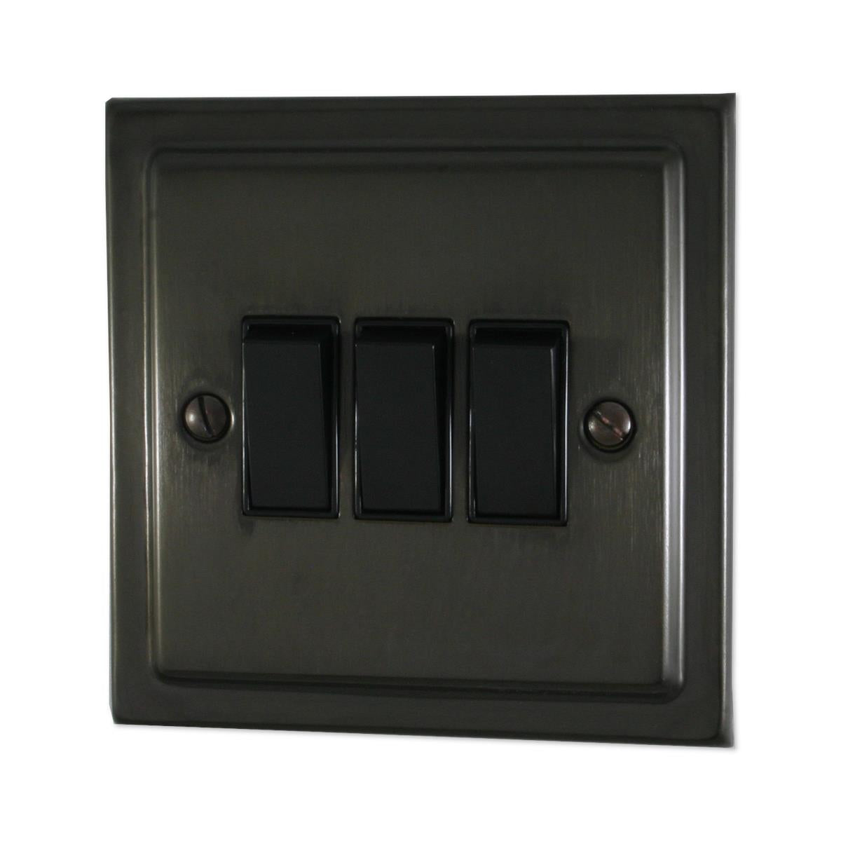 Trimline Black Bronze 3 Gang Switch