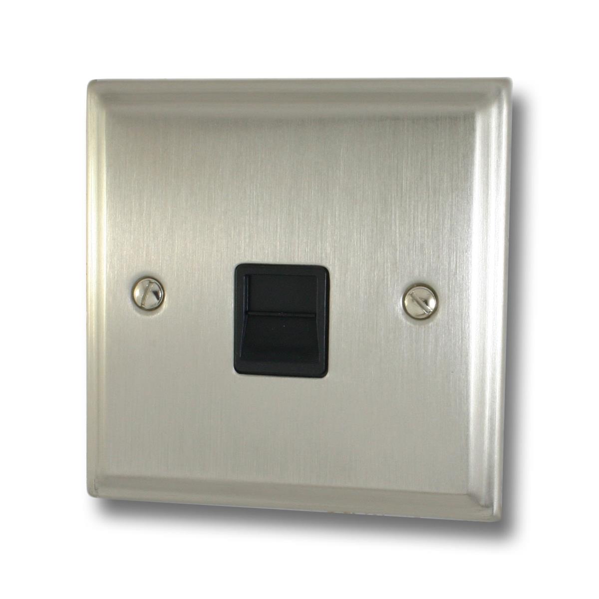 Deco Satin Nickel Telephone Primary Socket (Black Insert)