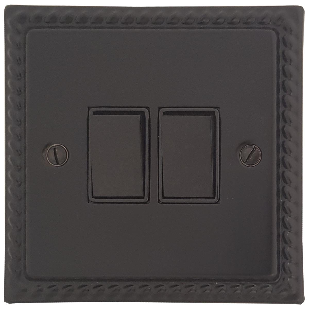 Monarch Flat Black 2 Gang 2 Way Switch