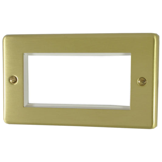 Contour Satin Brass 2 Gang 4 Mod Plate & Frame