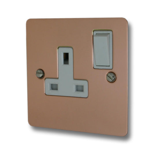 Flat Bright Copper 1 Gang Switched Socket