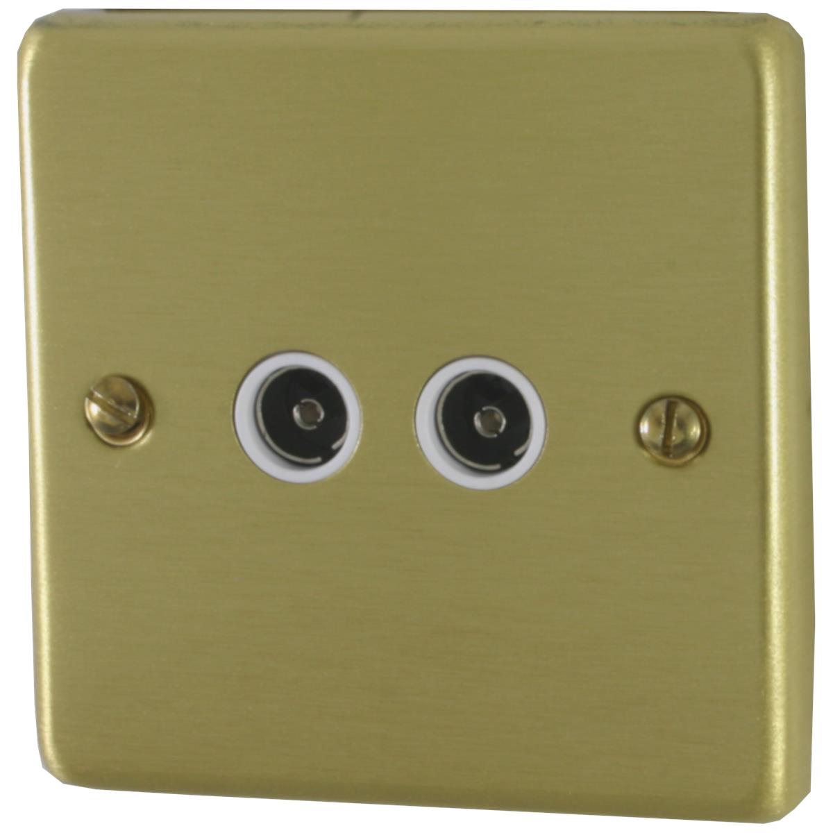 Contour Satin Brass 2 Gang Coax Point