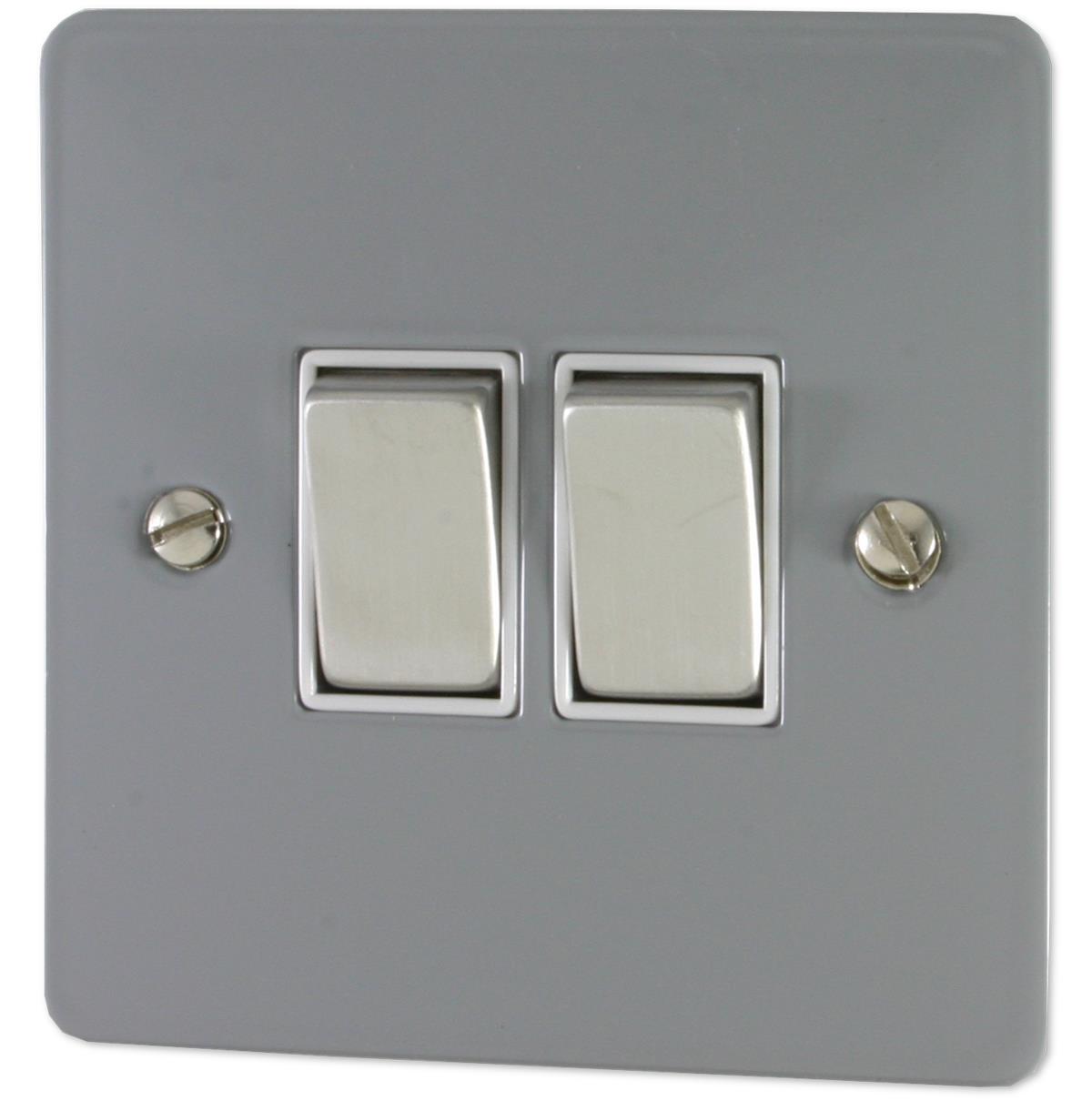 Flat Light Grey 2 Gang 2 Way Switch