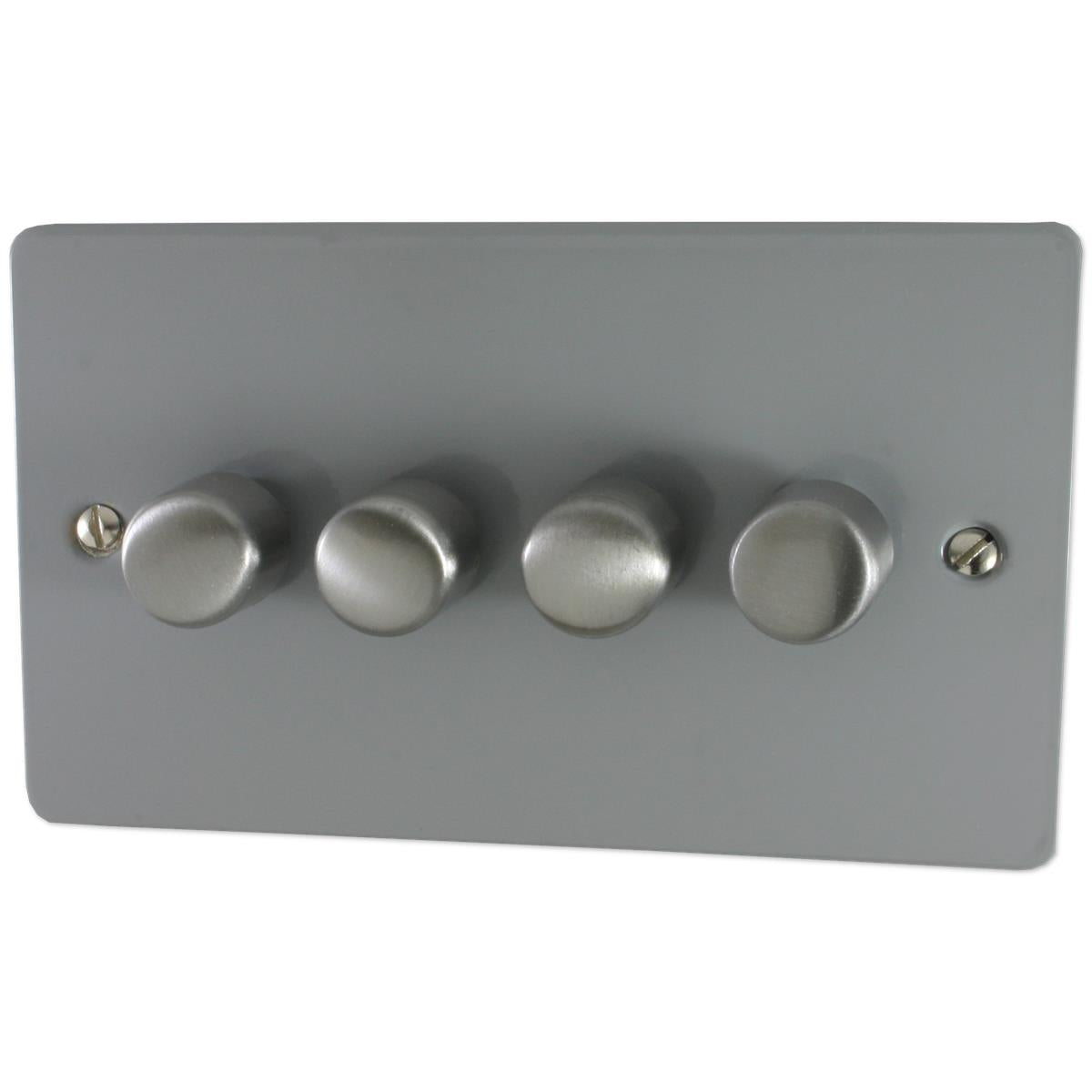 Flat Light Grey 4 Gang LED Dimmer