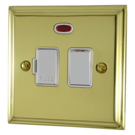 Deco Polished Brass Switch Fused Spur & Neon