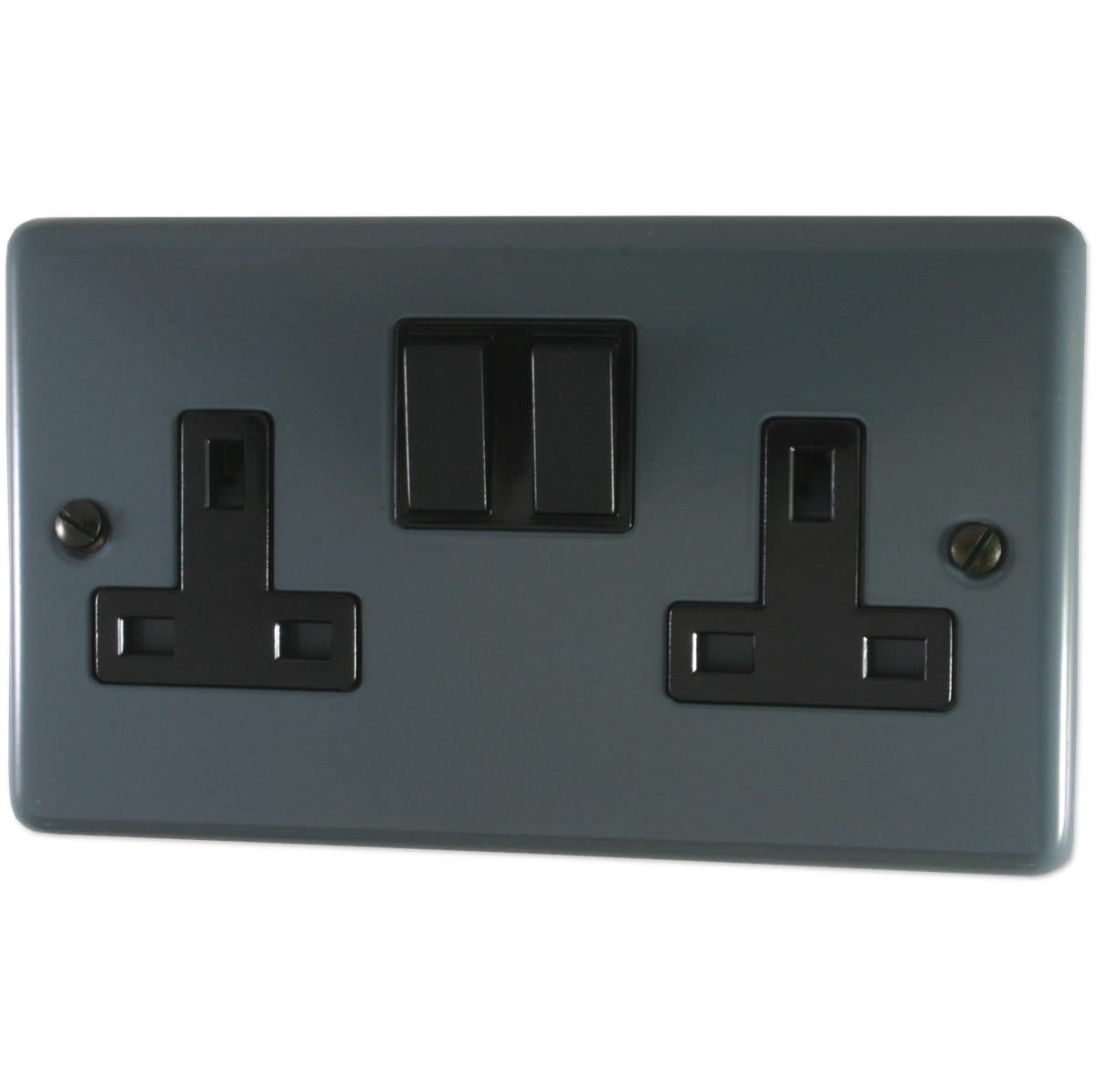 Contour  Dark Grey 2 Gang Socket