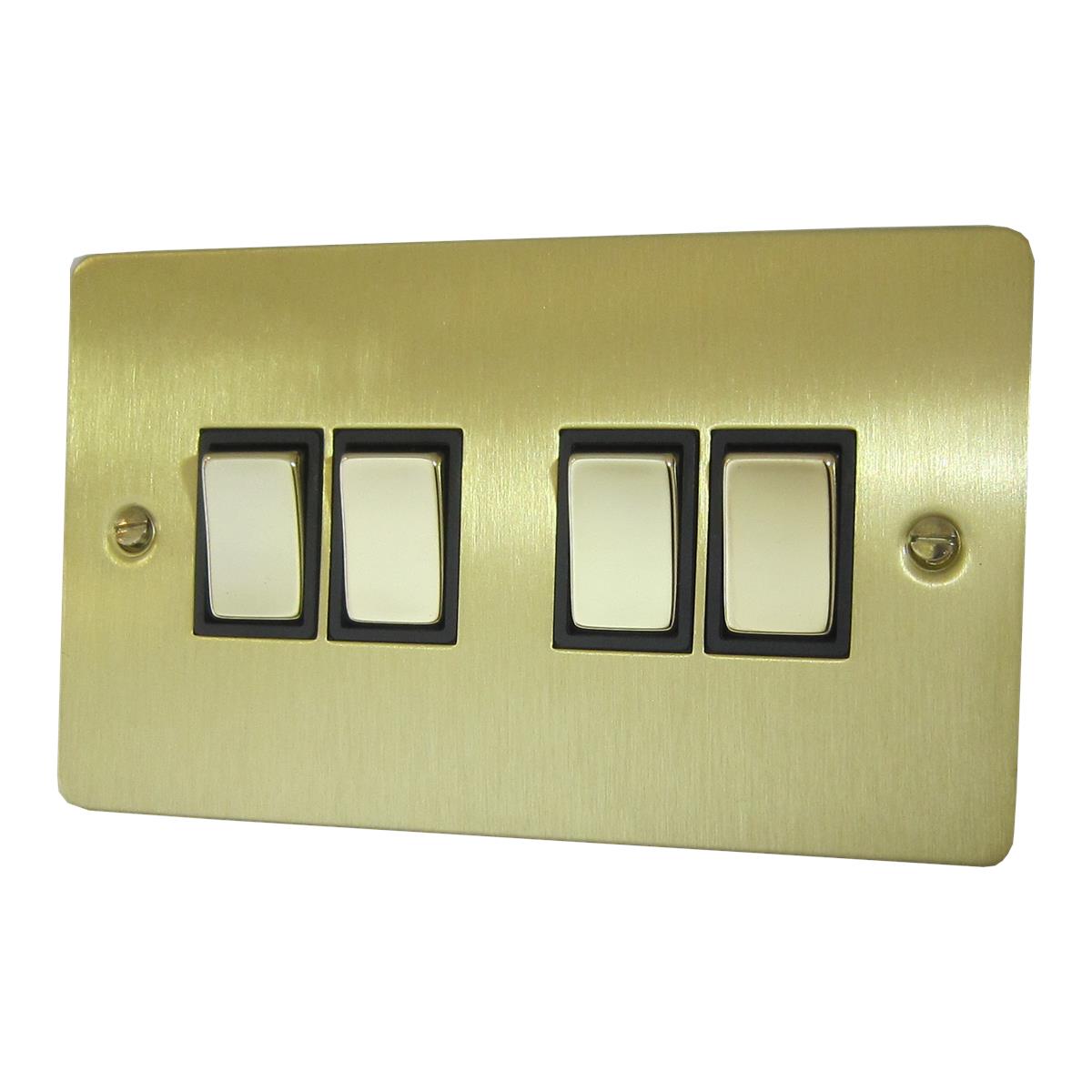 Flat Satin Brass 4 Gang Switch