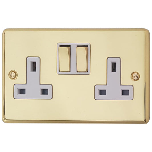 Contour  Polished Brass  2 Gang Socket