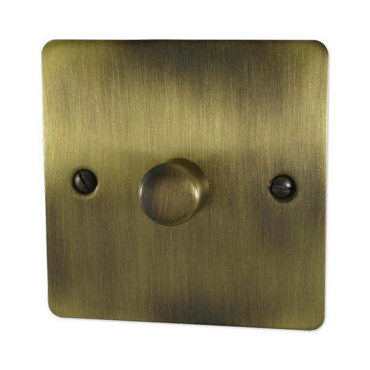 Flat Antique Brass 1 Gang 400W Dimmer